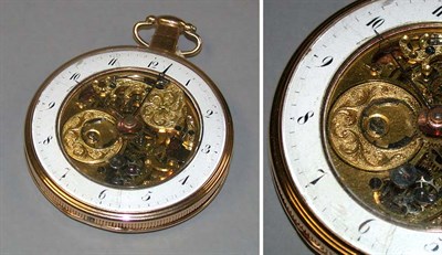 Lot 19 - Large Gold Open Face Skeletonized Stem Activated Quarter Repeater Watch
