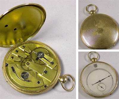Lot 38 - Large Gold Open Face Jump Hour Swiss Chronograph Watch