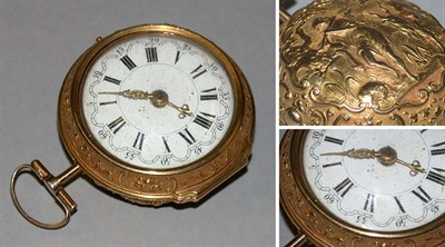 Lot 16 - Gold Repousse Pair Case Watch