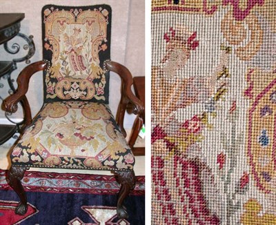 Lot 111 - George III Style Mahogany and Needlework...