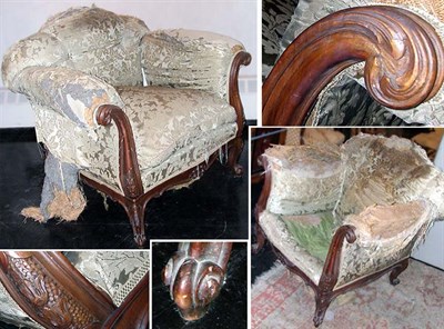 Lot 2593 - Pair of Louis XV Style Upholstered Club Chairs