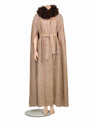 Lot 3539 - Taupe Sequinned and Feather Trim Cape American,...