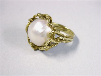Lot 3369 - Mabe Pearl and 14 Kt. Gold Ring Size 5 1/4.