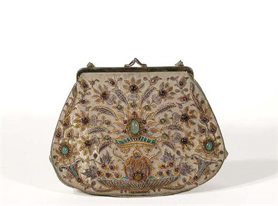 Lot 3677 - Jeweled Indian Handbag Of rigid form curved...