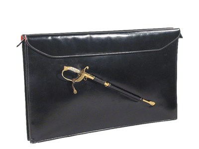 Lot 3685 - Black Leather Letter Opener Clutch Bag...