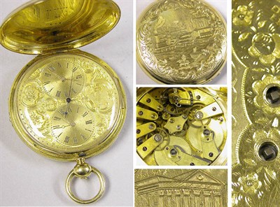 Lot 30 - Large Gold Hunting Case Double Train Watch