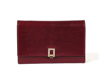 Lot 3702 - Lederer Wine Lizard Clutch Bag French Single...