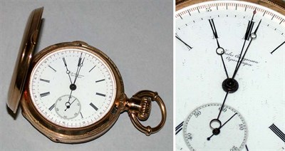 Lot 45 - Gold Hunting Case Bow Set Chronograph