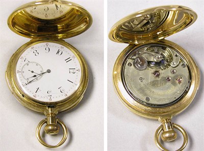 Lot 44 - Gold Hunting Case Slide Activated Five Minute Repeater