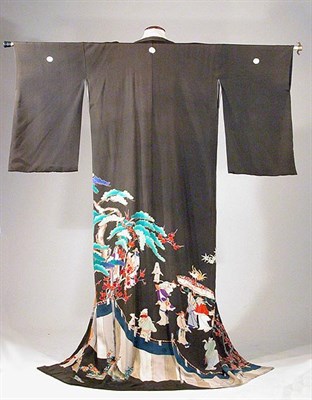 Lot 3819 - Japanese Iro-Tomesode Kimono Japan, 1950s Of...