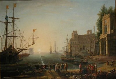 Lot 30 - After Claude Lorrain BUSY HARBOR Oil on canvas...