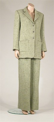 Lot 3613 - Chanel Pistachio Tweed Wool Pant Suit French,...