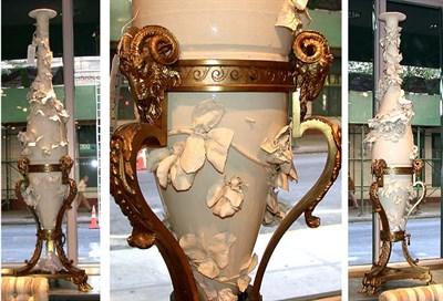 Lot 179 - Pair of Napoleon III White Pottery Floral...