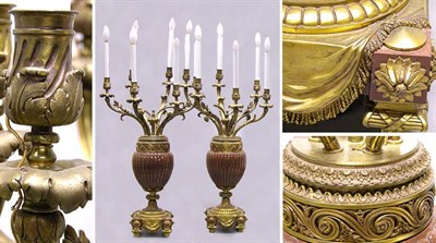 Lot 205 - Pair of Louis XVI Style Rouge Marble and...