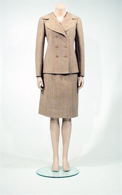 Lot 3549 - Dior Couture Buff Herringbone Wool Suit and...