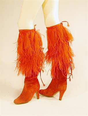 Lot 3799 - Pfister Suede Boots and Feather Gaiters The...