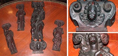 Lot 264 - Group of Four Continental Carved Oak Caryatids...