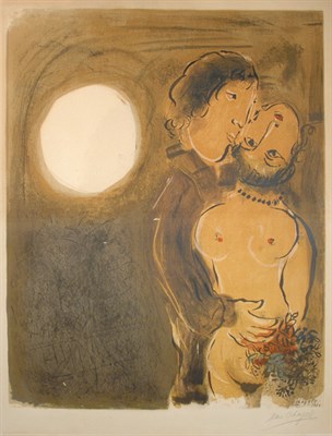 Lot 2172 - Marc Chagall COUPLE IN OCHER (M. 59) Color...