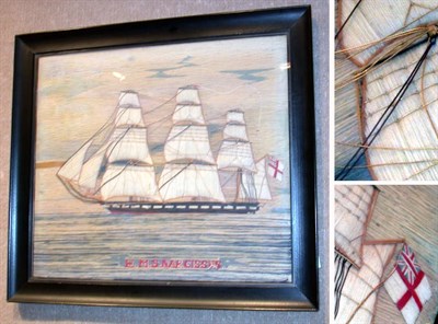 Lot 2081 - Sailor's Woolwork Ship Picture 19th Century...