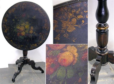 Lot 128 - Victorian Black Painted and Polychrome...