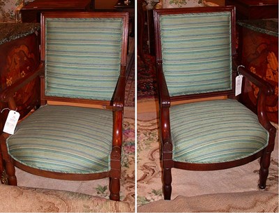 Lot 334 - Pair of Empire Style Mahogany Fauteuils
