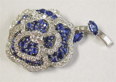Lot 427 - Diamond and Sapphire Flower Pin