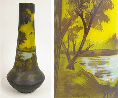 Lot 491 - Art Nouveau Style Cameo Glass Vase Of tapering...
