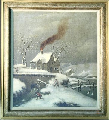 Lot 2028 - Dutch School 19th Century WINTER CHORES Oil on...