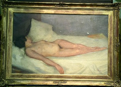Lot 77 - A. Galvao 20th Century RECLINING NUDE Signed A....