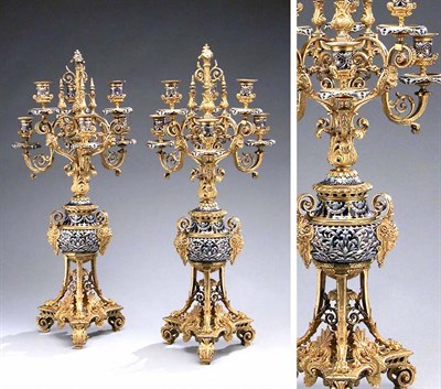 Lot 433 - Pair of Louis XVI Style Gilt-Bronze Six-Light...