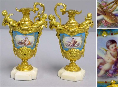 Lot 149 - Pair of Sevres Style Gilt-Bronze Mounted...