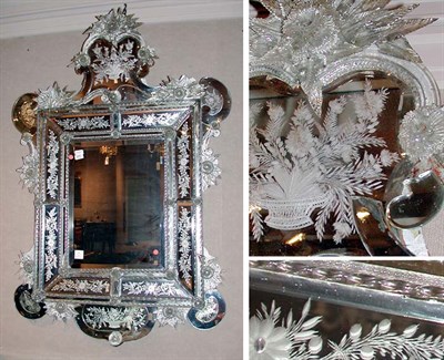 Lot 2664 - Venetian Style Mirror With applied glass half...