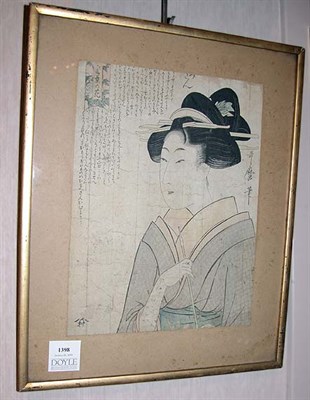 Lot 2207 - Utamaro 18th Century Woodblock print, framed....