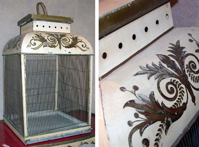 Lot 2299 - Tole Painted Metal Birdcage Of architectural...