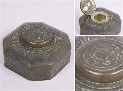 Lot 2540 - Tiffany Studios Bronze Inkwell In the Zodiac...