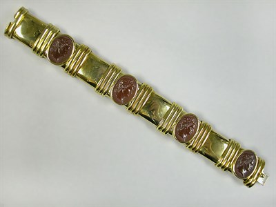 Lot 557 - Carnelian Cameo Bracelet