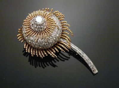 Lot 370 - Large Diamond Flower Brooch