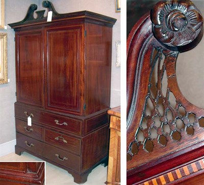 Lot 215 - George III Style Inlaid Mahogany Linen Press