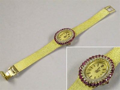 Lot 351 - Lady's Gold, Diamond and Ruby Wristwatch