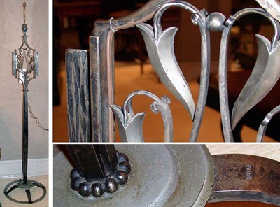 Lot 515 - Marcel Bergue Art Deco Wrought Iron Lamp...