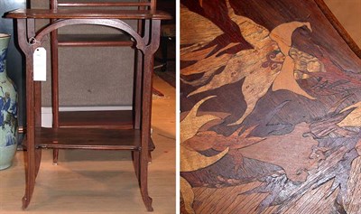 Lot 522 - Galle Fruitwood Marquetry Inlaid Two-Tier Side...