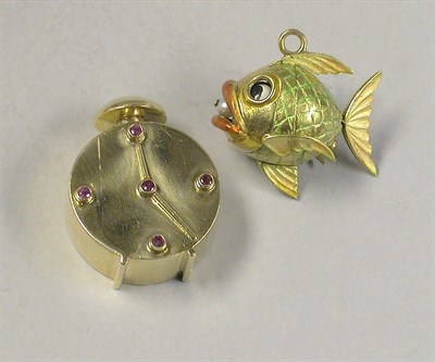 Lot 390 - Gold Pendant and Perfume Bottle