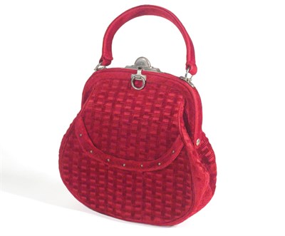 Lot 3682 - Roberta de Camerino Red Cut Velour Bag Framed...