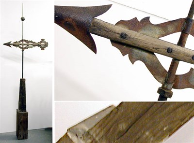 Lot 2257 - Wood and Sheet Iron Banner Weathervane...