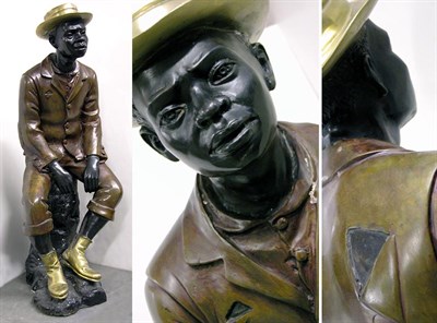 Lot 208 - Patinated-Metal Sculpture of an African...