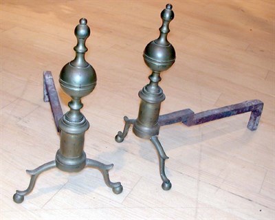 Lot 669 - Pair of Georgian Style Brass Andirons