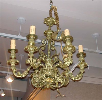 Lot 408 - Louis XVI Style Gilt-Metal Six-Light Chandelier