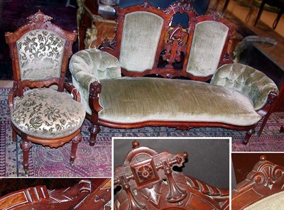 Lot 112 - Aesthetic Movement Carved Mahogany and Walnut...