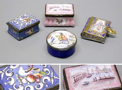 Lot 360 - Four Continental Enameled Metal Boxes Length...