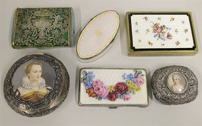 Lot 223 - Group of Six Enamel Decorated Metal Boxes...